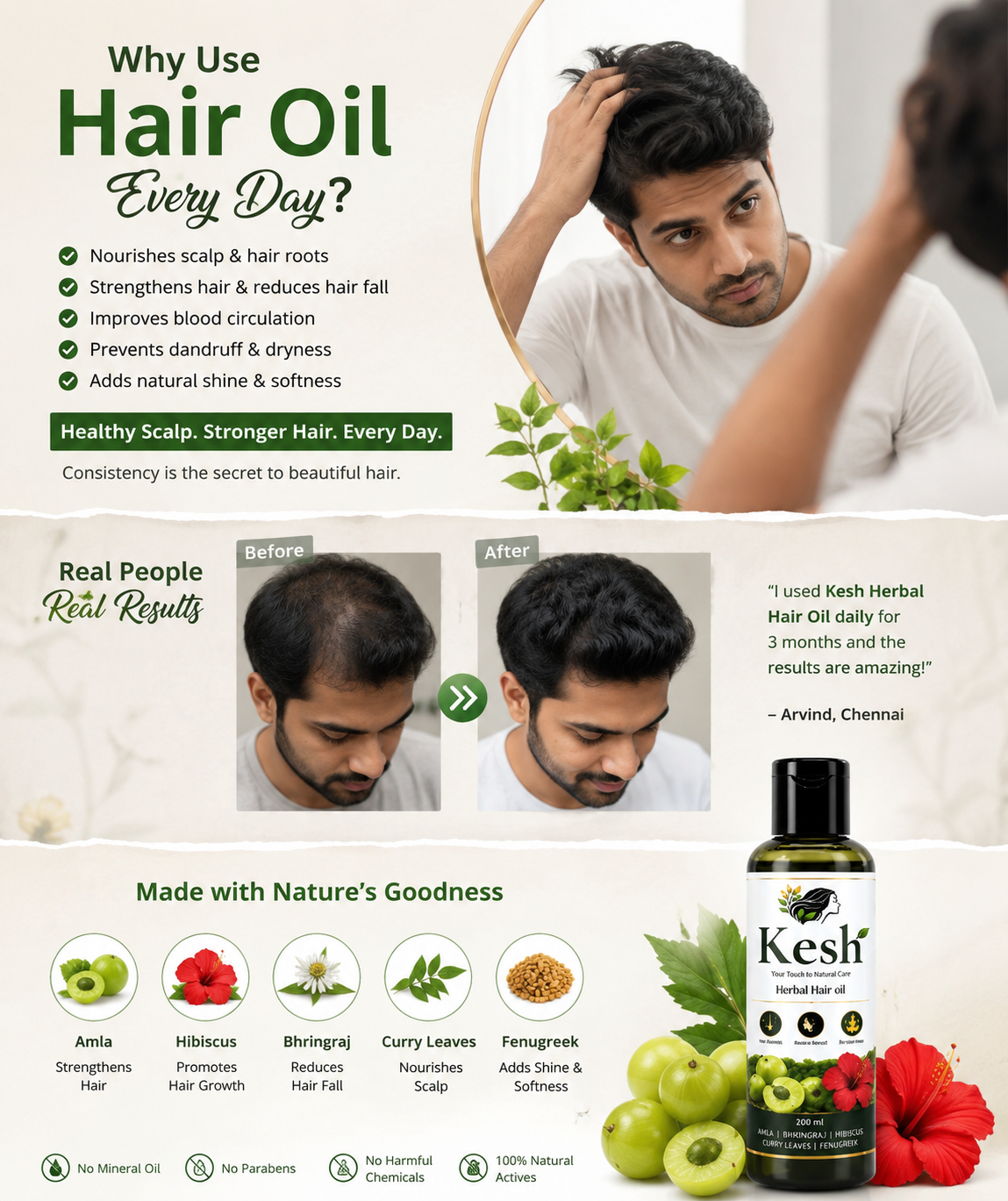 Daily hair oiling routine for healthy hair